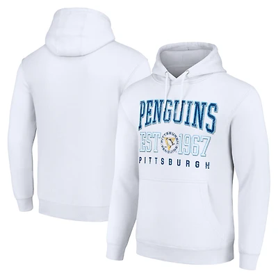 Men's Starter White Pittsburgh Penguins Retro Graphic Pullover Hoodie