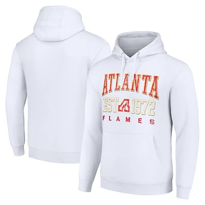 Men's Starter White Atlanta Flames Retro Graphic Pullover Hoodie