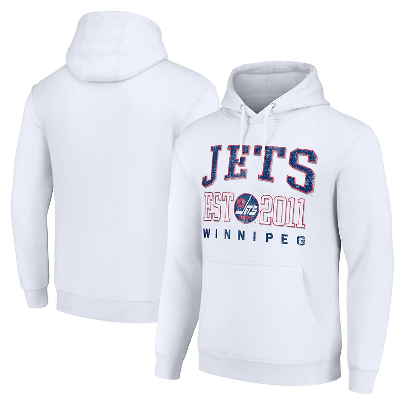 Men's Starter White Winnipeg Jets Retro Graphic Pullover Hoodie