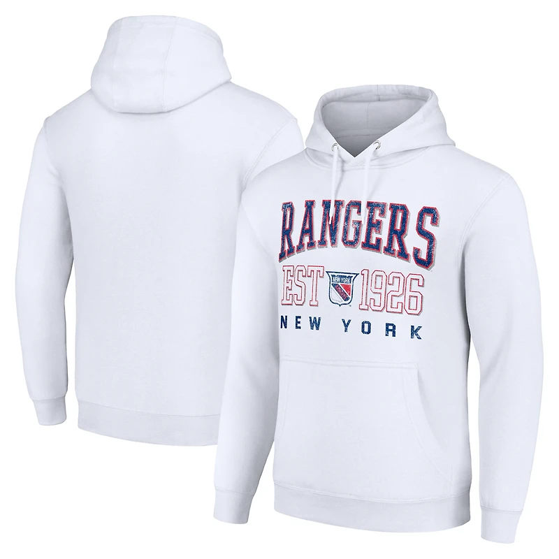 Men's Starter White New York Rangers Retro Graphic Pullover Hoodie