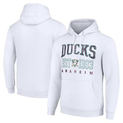 Men's Starter White Anaheim Ducks Retro Graphic Pullover Hoodie