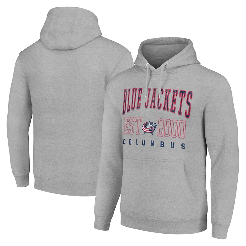 Men's Starter Heather Gray Columbus Blue Jackets Graphic Pullover Hoodie