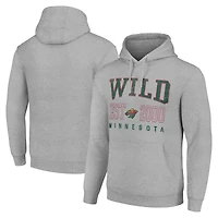 Men's Starter Heather Gray Minnesota Wild  Graphic Pullover Hoodie