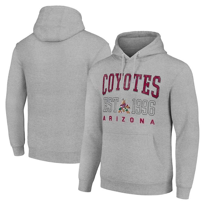 Men's Starter Heather Gray Arizona Coyotes  Graphic Pullover Hoodie