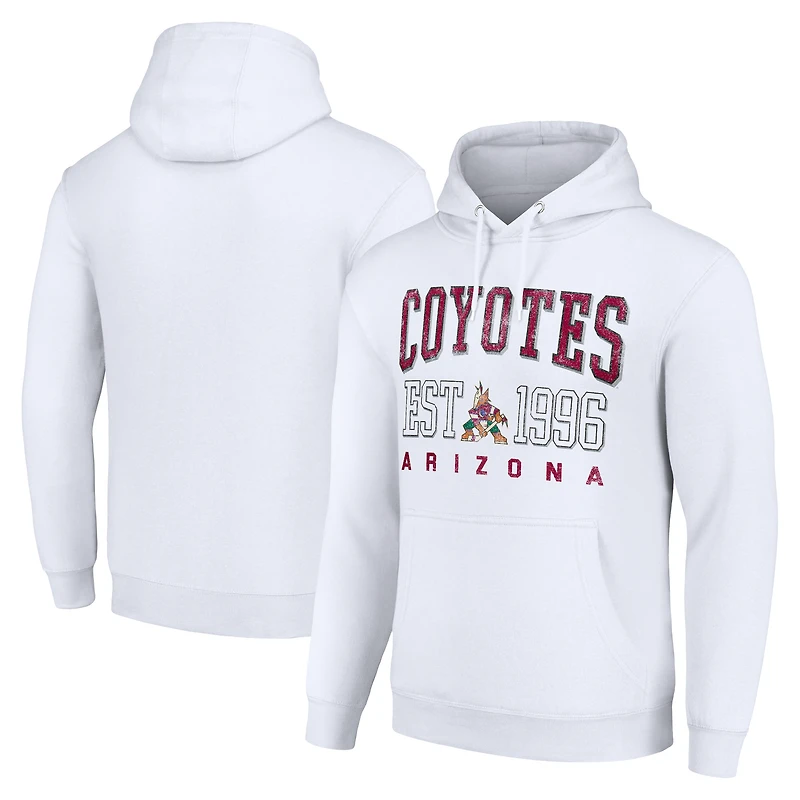 Men's Starter White Arizona Coyotes  Graphic Pullover Hoodie