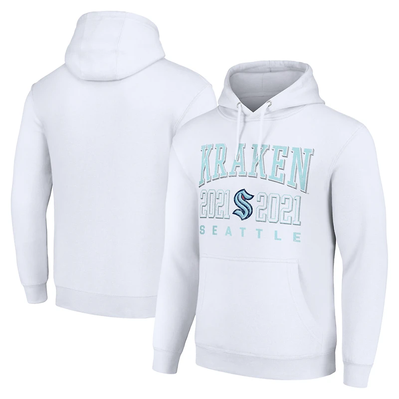 Men's Starter White Seattle Kraken  Graphic Pullover Hoodie