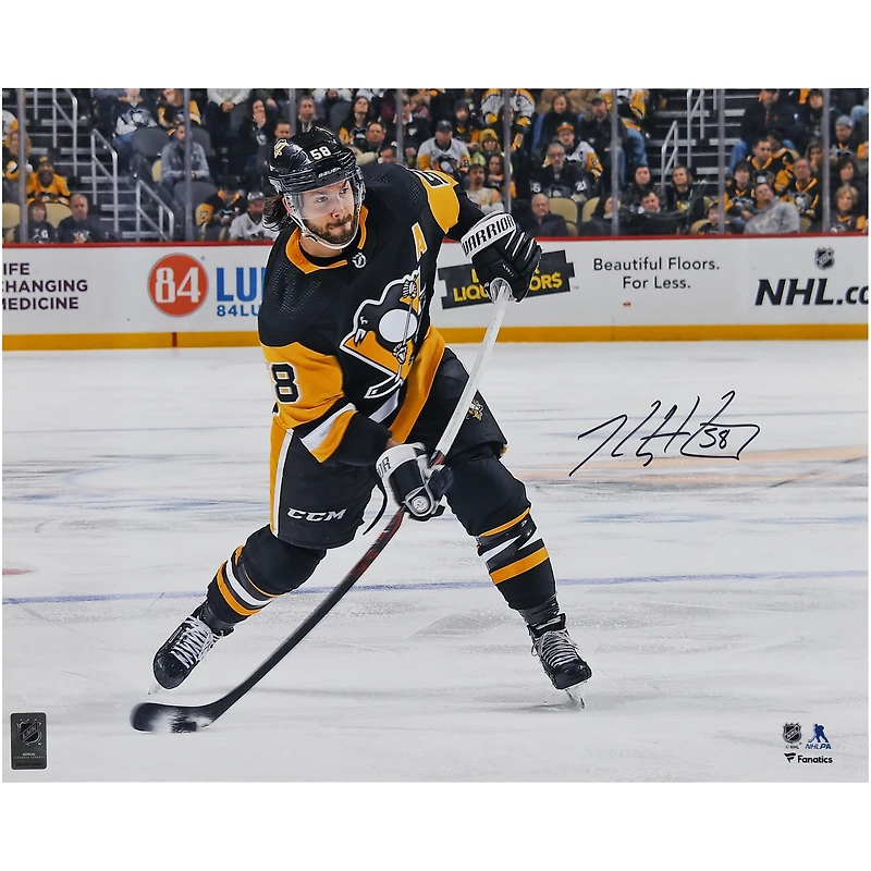 Kris Letang Pittsburgh Penguins Autographed 16" x 20" Black Jersey Shooting Photograph