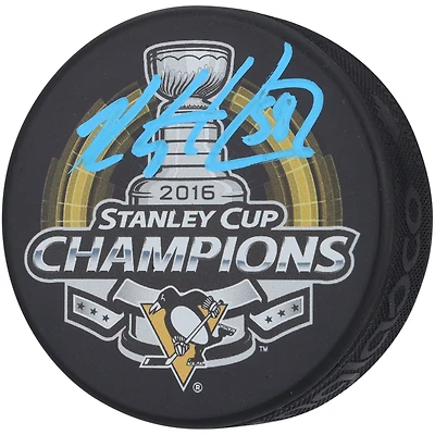 Kris Letang Pittsburgh Penguins Autographed 2016 Stanley Cup Champs Hockey Puck