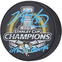 Kris Letang Pittsburgh Penguins Autographed 2016 Stanley Cup Champs Hockey Puck with "2016 SC Champs" Inscription