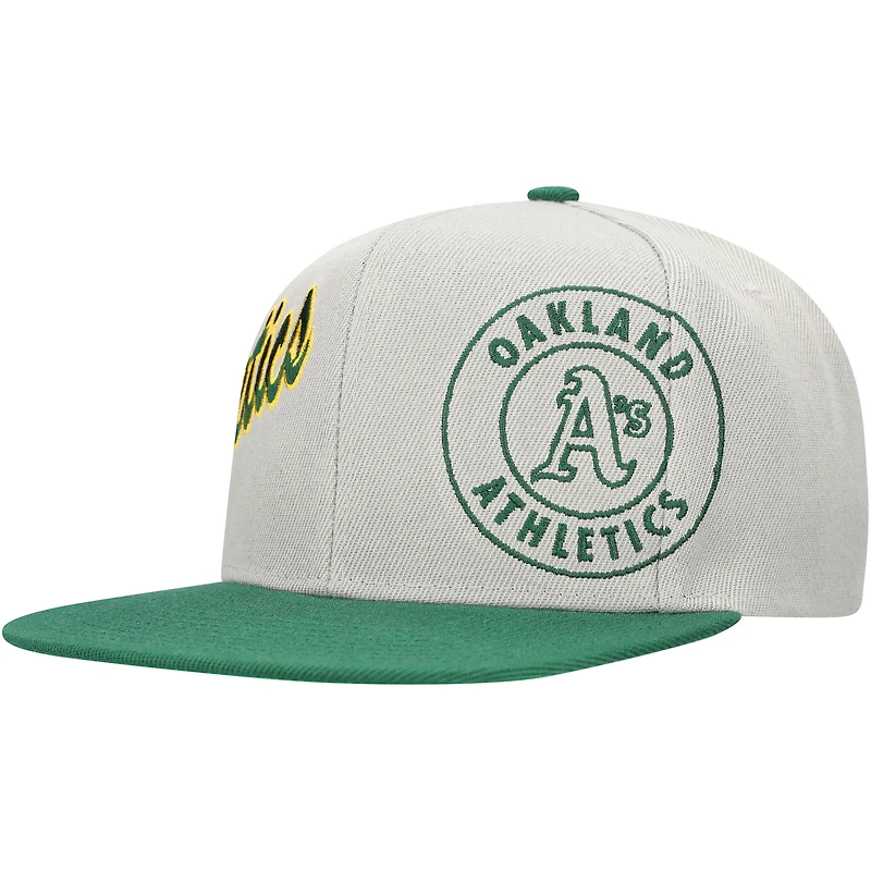 Men's Mitchell & Ness Gray/Green Athletics Knock Out Panel Snapback Hat