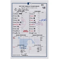 Matt Olson Atlanta Braves Autographed Game-Used Lineup Card vs. New York Yankees on August 16, 2023