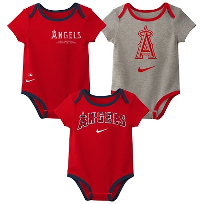 Infant Nike Los Angeles Angels Authentic Collection Three-Pack Bodysuit Set