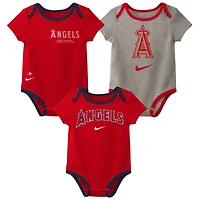 Infant Nike Los Angeles Angels Authentic Collection Three-Pack Bodysuit Set