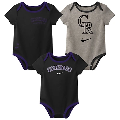 Newborn & Infant Nike Colorado Rockies Three-Pack Bodysuit Set