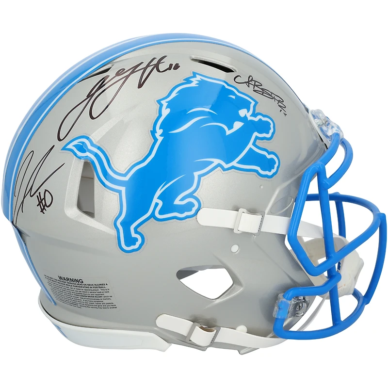Amon-Ra St. Brown, Jahmyr Gibbs & Jared Goff Detroit Lions Autographed Riddell Speed Authentic Helmet