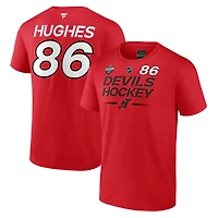 Men's Fanatics Jack Hughes Red New Jersey Devils 2024 NHL Stadium Series Authentic Pro Name & Number T-Shirt