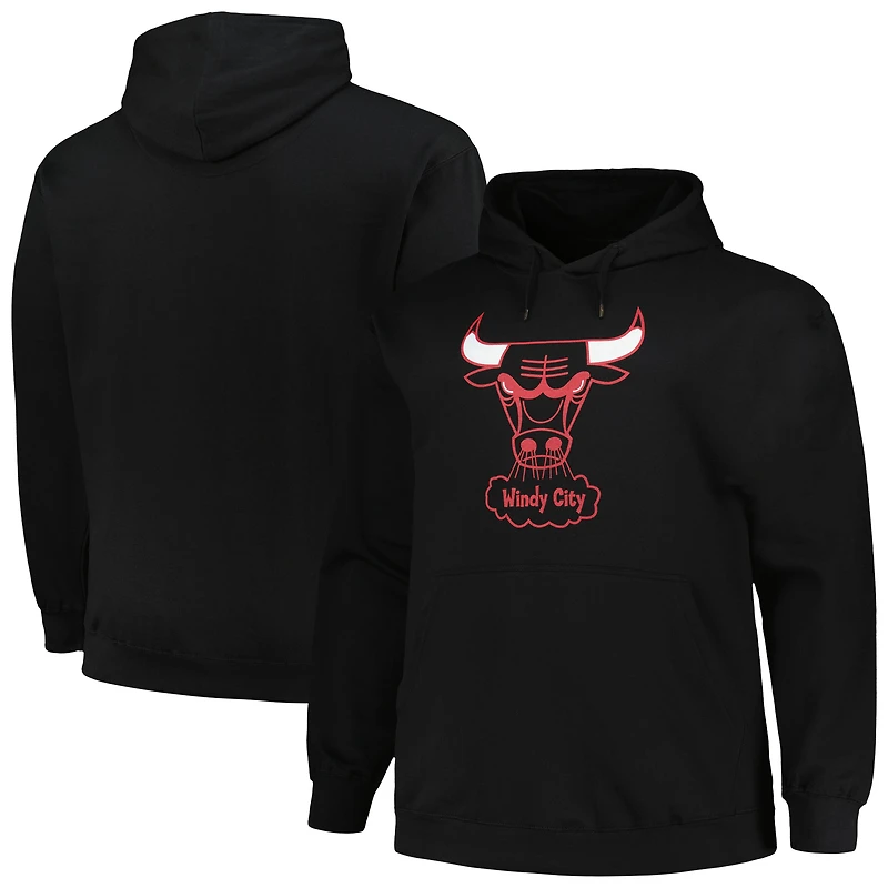 Men's Mitchell & Ness Black Chicago Bulls Hardwood Classics Big & Tall Pullover Hoodie