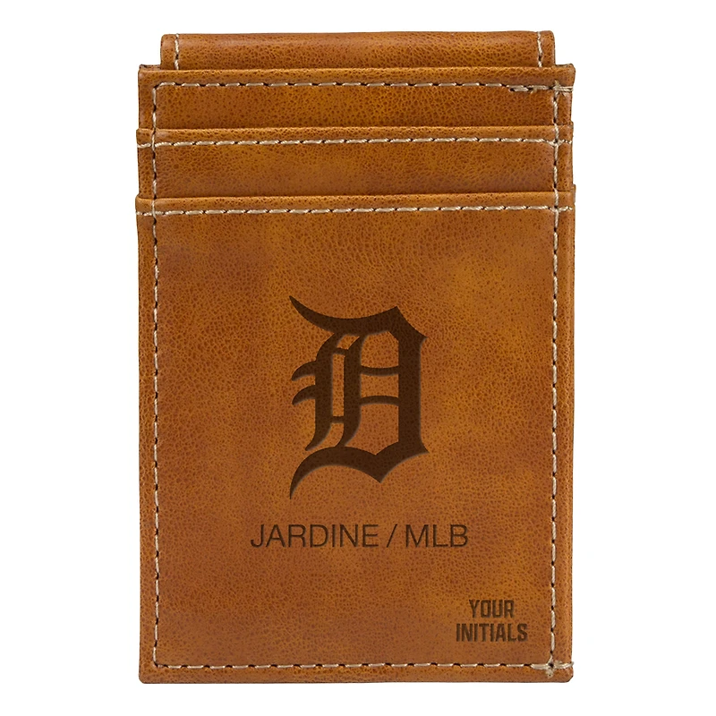 Brown Detroit Tigers Personalized Front Pocket Wallet
