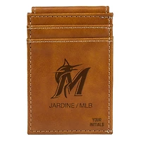 Brown Miami Marlins Personalized Front Pocket Wallet