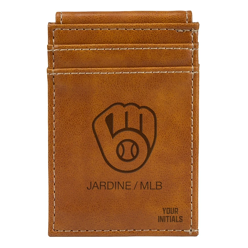 Brown Milwaukee Brewers Personalized Front Pocket Wallet