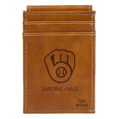 Brown Milwaukee Brewers Personalized Front Pocket Wallet