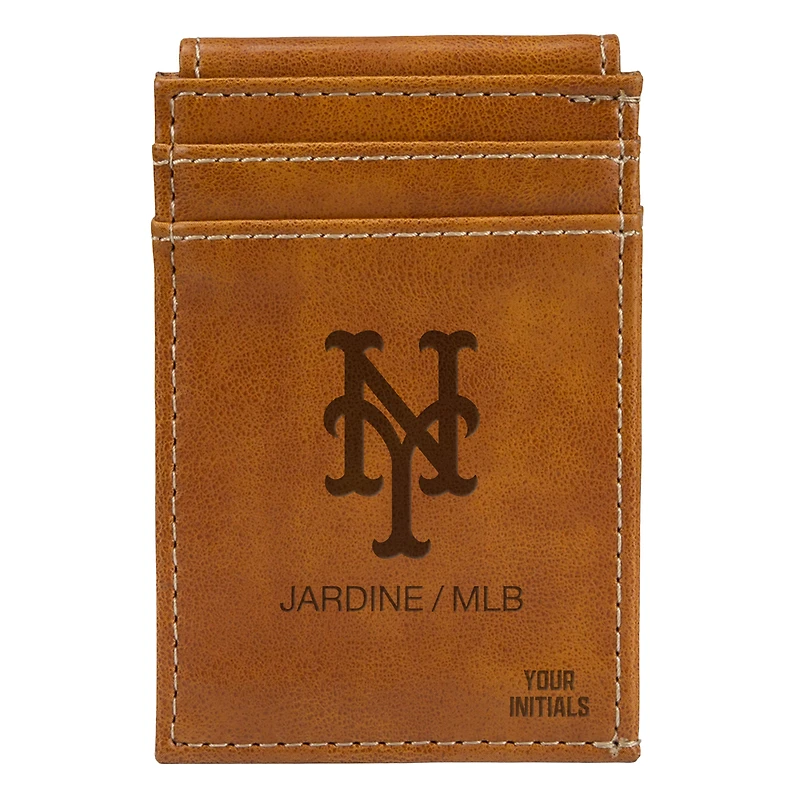 Brown New York Mets Personalized Front Pocket Wallet