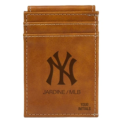 Brown New York Yankees Personalized Front Pocket Wallet
