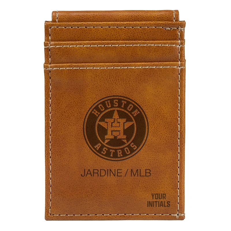 Brown Houston Astros Personalized Front Pocket Wallet