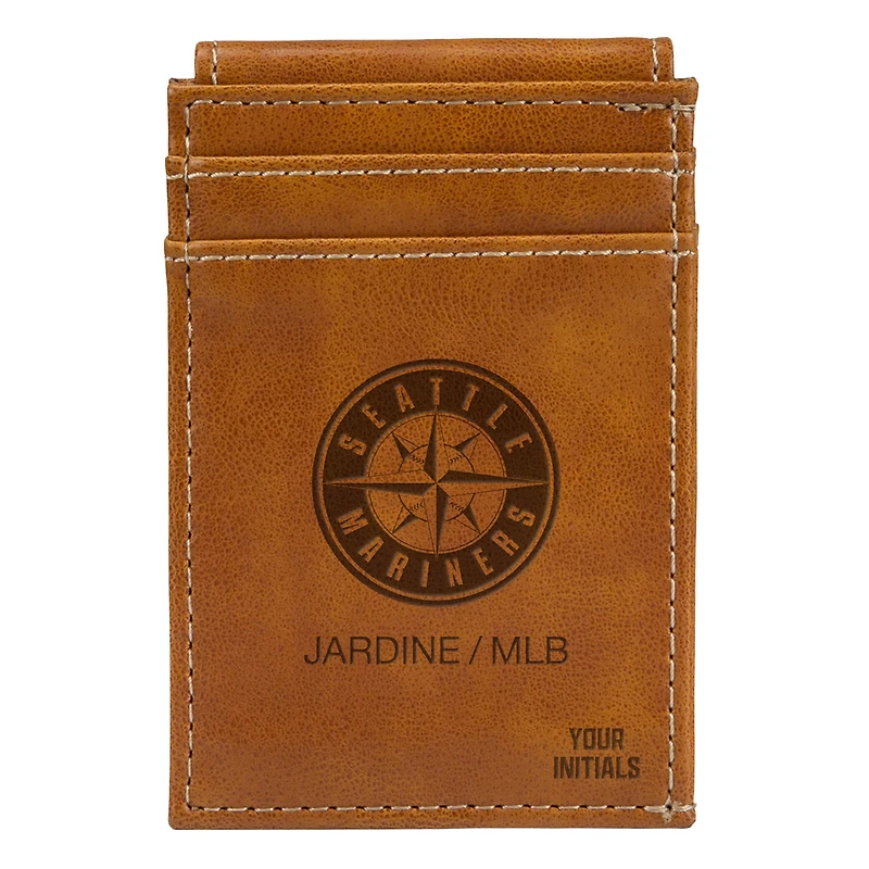 Brown Seattle Mariners Personalized Front Pocket Wallet