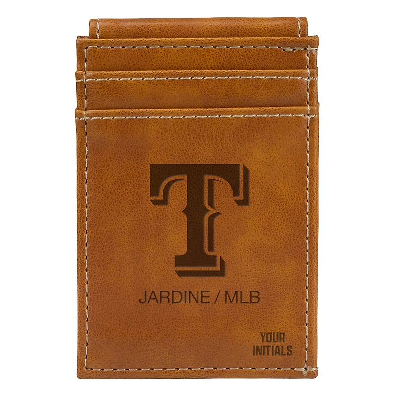 Brown Texas Rangers Personalized Front Pocket Wallet