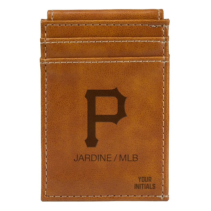 Brown Pittsburgh Pirates Personalized Front Pocket Wallet