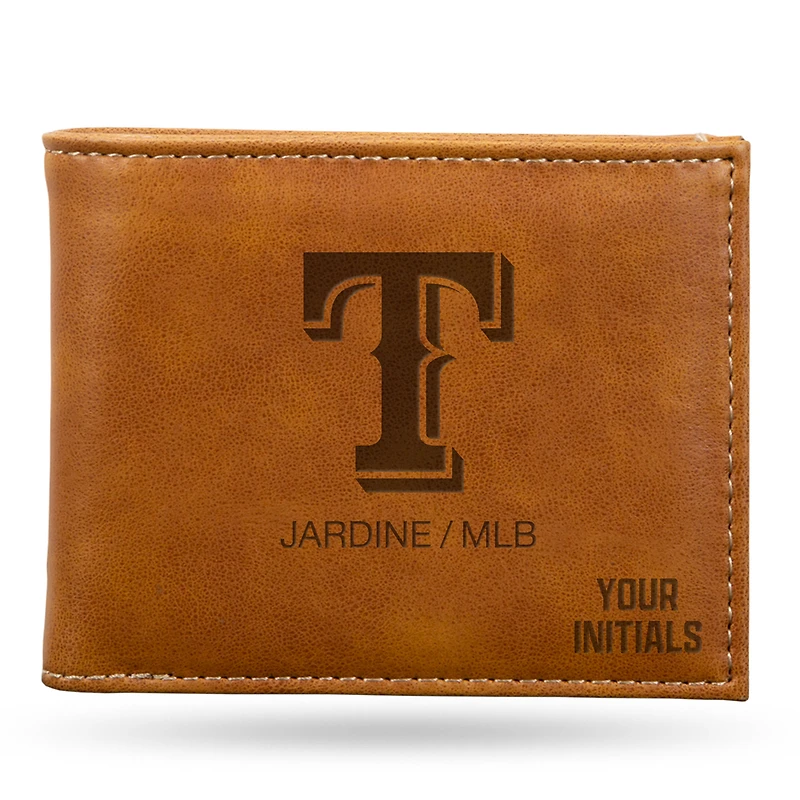Brown Texas Rangers Personalized Billfold Wallet