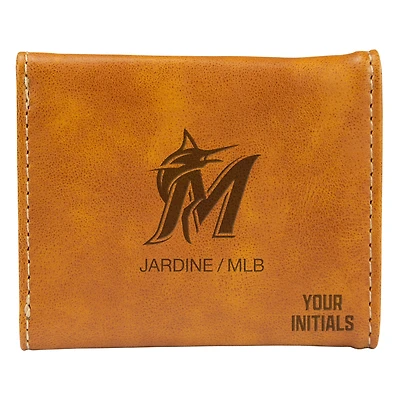 Brown Miami Marlins Personalized Trifold Wallet
