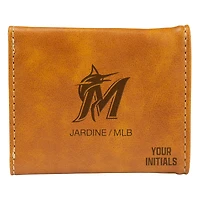 Brown Miami Marlins Personalized Trifold Wallet