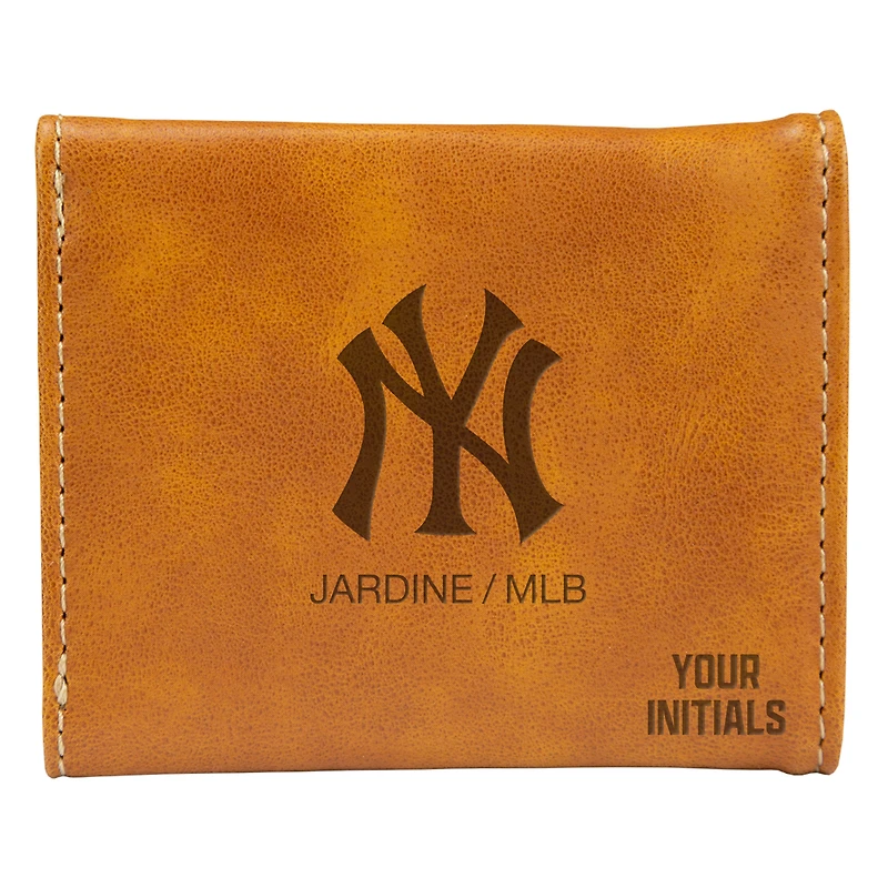 Brown New York Yankees Personalized Trifold Wallet