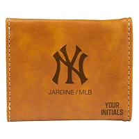 Brown New York Yankees Personalized Trifold Wallet