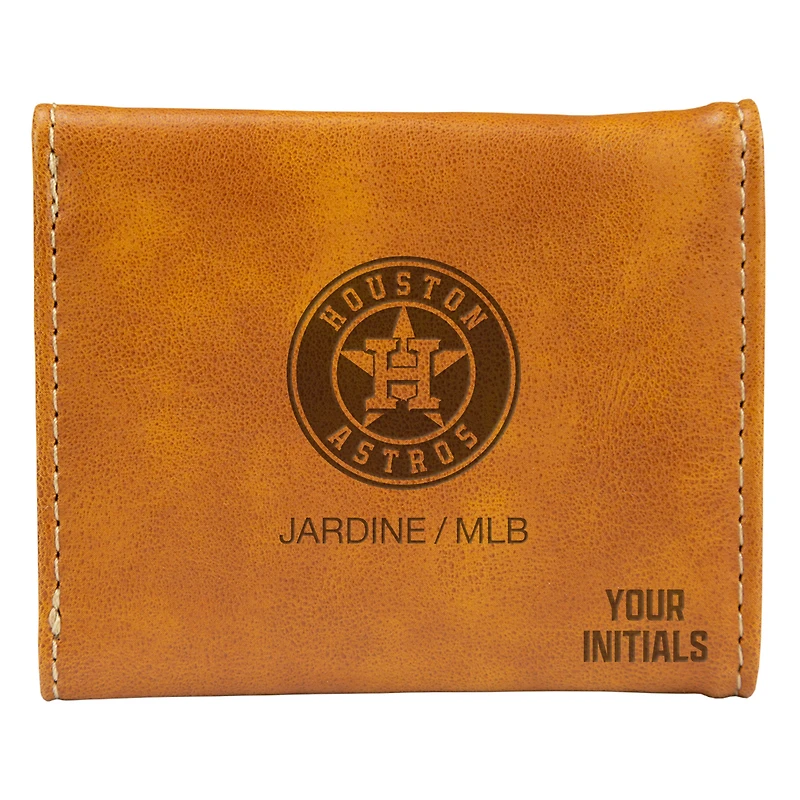 Brown Houston Astros Personalized Trifold Wallet