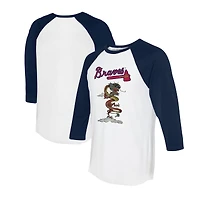 Unisex Tiny Turnip White/Navy Atlanta Braves 2024 Year of the Dragon 3/4-Sleeve Raglan T-Shirt
