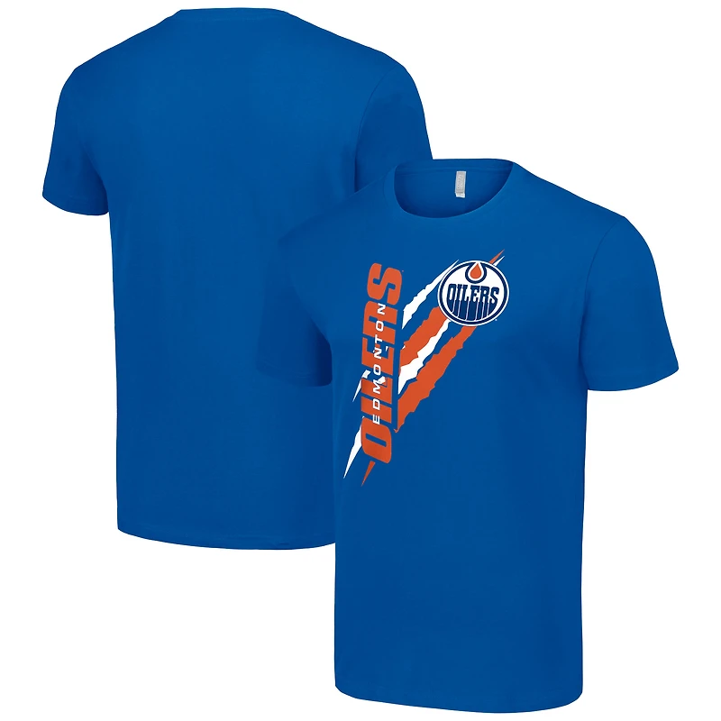 Men's Starter  Royal Edmonton Oilers Color Scratch T-Shirt