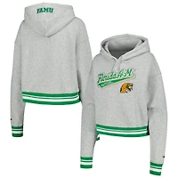 Women's Pro Standard Heather Gray Florida A&M Rattlers Script Tail Fleece Cropped Pullover Hoodie