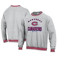 Men's Champion Heather Gray Montreal Canadiens Reverse Weave Yarn Dye Pullover Sweatshirt