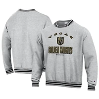 Men's Champion Heather Gray Vegas Golden Knights Reverse Weave Yarn Dye Pullover Sweatshirt