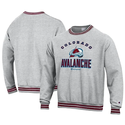 Men's Champion Heather Gray Colorado Avalanche Reverse Weave Yarn Dye Pullover Sweatshirt