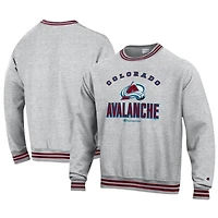 Men's Champion Heather Gray Colorado Avalanche Reverse Weave Yarn Dye Pullover Sweatshirt