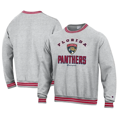 Men's Champion Heather Gray Florida Panthers Reverse Weave Yarn Dye Pullover Sweatshirt