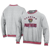 Men's Champion Heather Gray Florida Panthers Reverse Weave Yarn Dye Pullover Sweatshirt