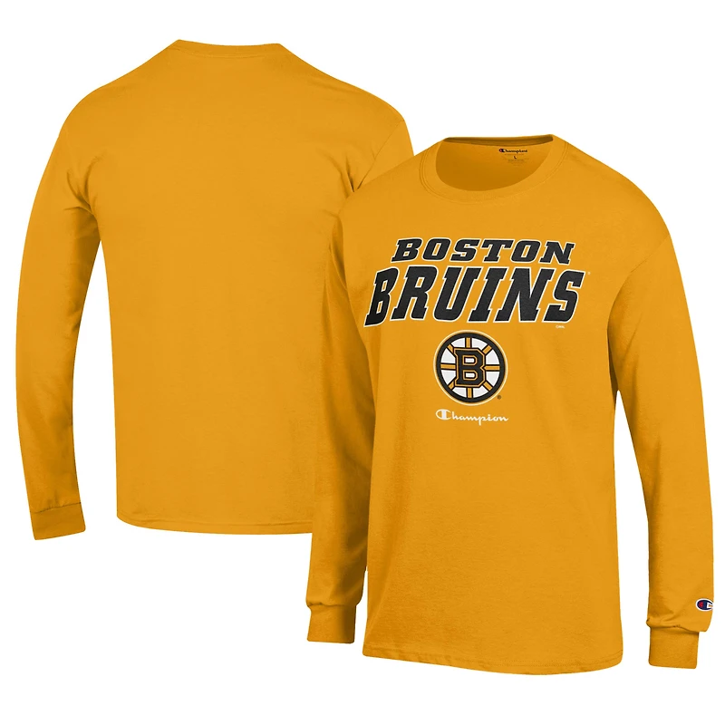 Men's Champion Gold Boston Bruins Long-Sleeve Jersey T-Shirt