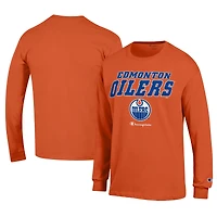 Men's Champion Orange Edmonton Oilers Long-Sleeve Jersey T-Shirt