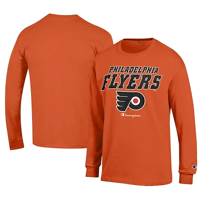 Men's Champion Orange Philadelphia Flyers Long-Sleeve Jersey T-Shirt