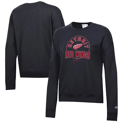 Women's Champion Black Detroit Red Wings Powerblend Pullover Sweatshirt